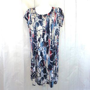 Floral Summer Dress Red White Blue Stretchy ....126
